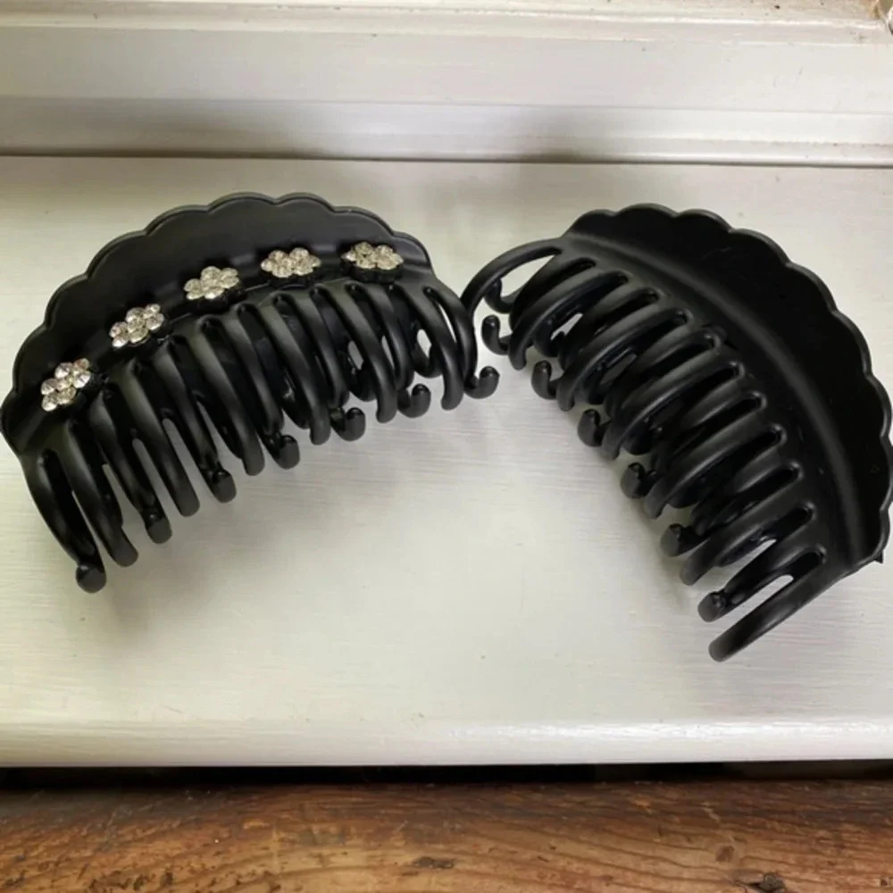 Anthropologie Black Embellished Hair Clips
